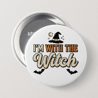 Ich bin mit der Hexe Halloween Button