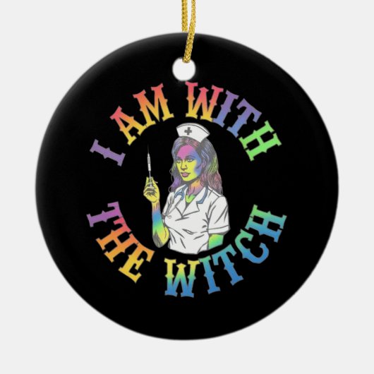 Ich bin mit der Hexe - Spooky und mystisches Hallo Keramik Ornament (Vorne)