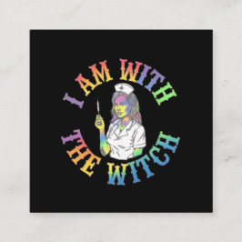 Ich bin mit der Hexe - Spooky und mystisches Hallo Quadratische Visitenkarte