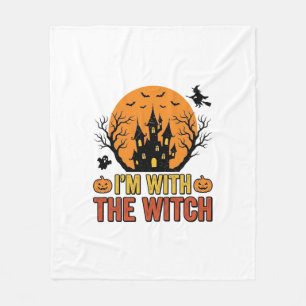 Ich bin mit der Hexe Vintage-Halloween-Burg-Design Fleecedecke