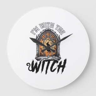 Ich bin mit der Hexe Vintage Halloween Große Wanduhr