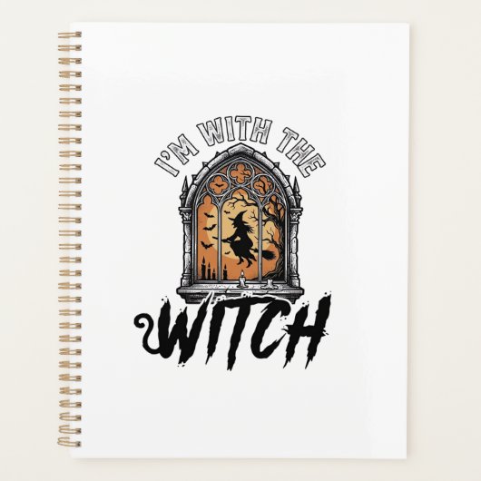 Ich bin mit der Hexe Vintage Halloween Planer (Vorderseite)