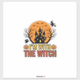 Ich bin mit der Hexe Vintage-Halloween-Schloss-Des Aufkleber