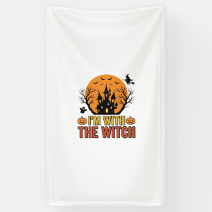 Ich bin mit der Hexe Vintage-Halloween-Schloss-Des Banner