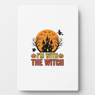 Ich bin mit der Hexe Vintage-Halloween-Schloss-Des Fotoplatte