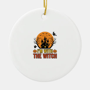 Ich bin mit der Hexe Vintage-Halloween-Schloss-Des Keramik Ornament