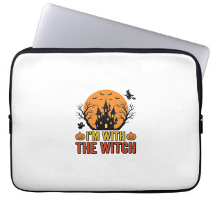 Ich bin mit der Hexe Vintage-Halloween-Schloss-Des Laptopschutzhülle