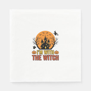 Ich bin mit der Hexe Vintage-Halloween-Schloss-Des Serviette