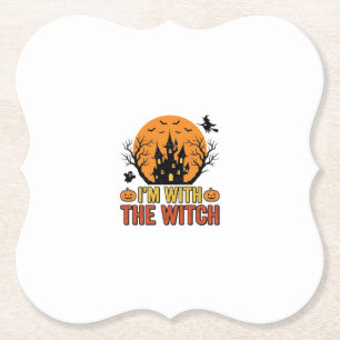 Ich bin mit der Hexe Vintage-Halloween-Schloss-Des Untersetzer