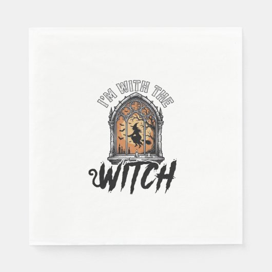 Ich bin mit der Hexe Vintage Halloween Serviette (Vorderseite)