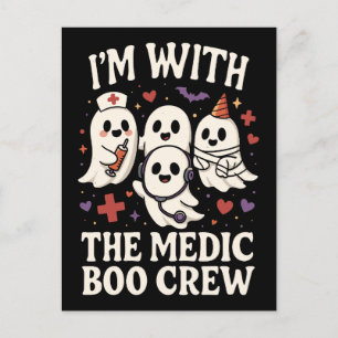Ich bin mit der Medic Boo Crew Feiertagspostkarte