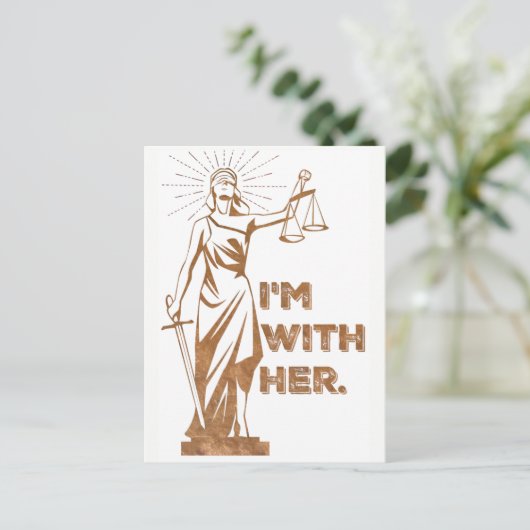 Ich bin mit der Postkarte für den Justizprotest (Stehend Vorderseite)