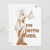 Ich bin mit der Postkarte für den Justizprotest (Vorne/Hinten)