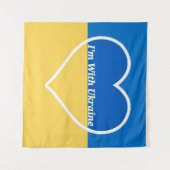 Ich bin mit der Ukraine-Herz-Tapestry Wandteppich (Vorderseite (Horizontal))