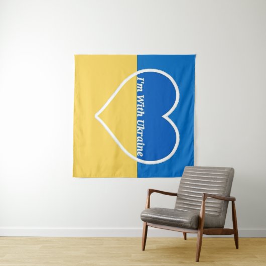 Ich bin mit der Ukraine-Herz-Tapestry Wandteppich (Beispiel (Horizontal))