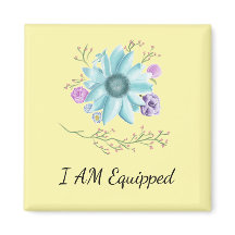 Ich bin mit einem Magneten auf gelbem Hintergrund