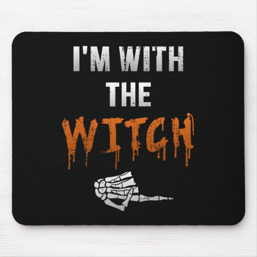 Ich bin mit Hexe Skeleton Hand Funny Halloween Hus Mousepad (Vorne)