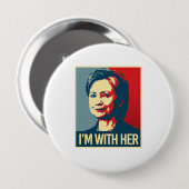ich bin mit Hillary-Plakat - - Button (Vorne & Hinten)