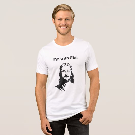 Ich bin mit ihm (Jesus) Tri-Blend Shirt (Vorderseite voll)