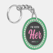 ICH BIN MIT IHR 2024 Pearls & Clover (rosa grün) Schlüsselanhänger (Vorderseite links)