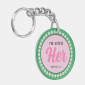 ICH BIN MIT IHR 2024 Pearls & Clover (rosa grün) Schlüsselanhänger (Vorderseite links)
