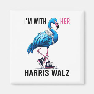 Ich bin mit ihr Harris W Flamingo Vote Blue Magnet