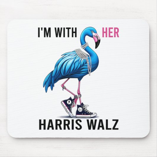 Ich bin mit ihr Harris W Flamingo Vote Blue Mousepad (Vorne)