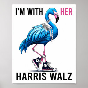 Ich bin mit ihr Harris W Flamingo Vote Blue Poster