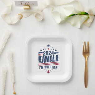 Ich bin mit ihr Kamala Wähle 2024 Kamala-Harris Pappteller