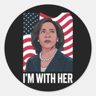 Ich bin mit ihr Kamala Wähle 2024 Präsident  Runder Aufkleber