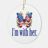 Ich bin mit ihrem Kamala Harris Butterfly Weihnach Keramik Ornament (Links)