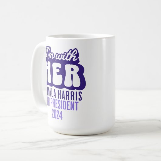 Ich bin mit ihrem Text Kamala Harris für Präsident Kaffeetasse (Vorderseite Links)