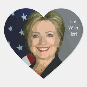 Ich bin mit ihren herzförmigen Hillary Stickern Herz-Aufkleber