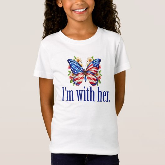 Ich bin mit ihren Niedlichen Kamala Butterfly Girl T-Shirt (Vorderseite)