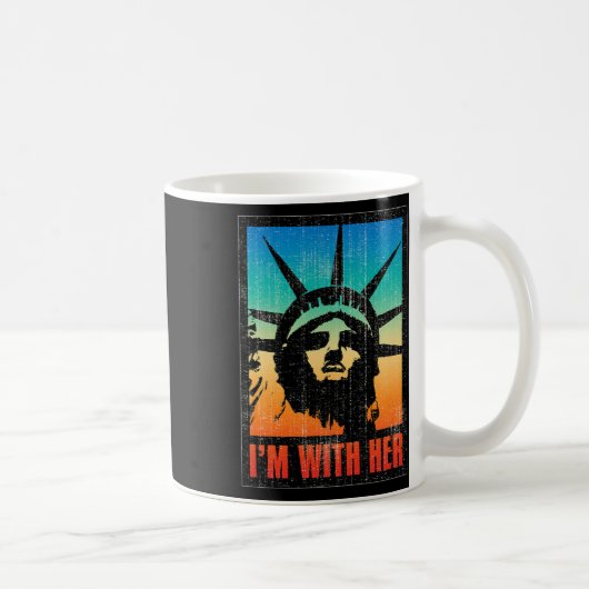 Ich bin mit ihrer Freiheitsstatue Vintage Poster Kaffeetasse (Rechts)