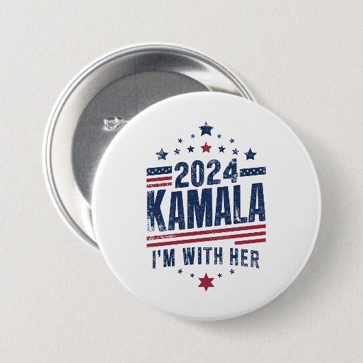 Ich bin mit ihrer Kamala-Abstimmung für 2024 Kamal Button (Vorne & Hinten)