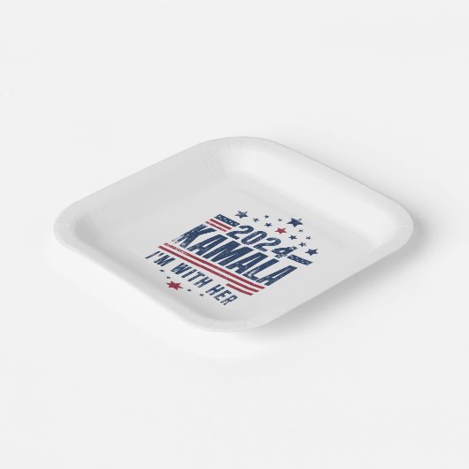 Ich bin mit ihrer Kamala-Abstimmung für 2024 Kamal Pappteller (Gewinkelt)