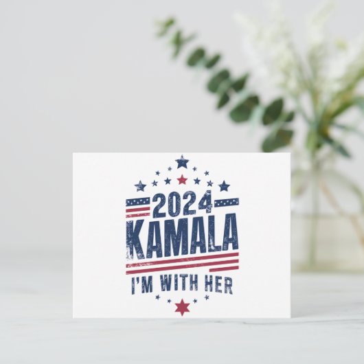 Ich bin mit ihrer Kamala-Abstimmung für 2024 Kamal Postkarte (Stehend Vorderseite)