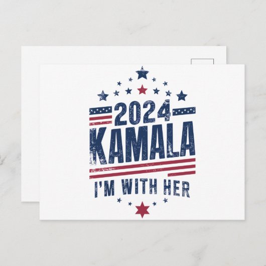 Ich bin mit ihrer Kamala-Abstimmung für 2024 Kamal Postkarte (Vorne/Hinten)