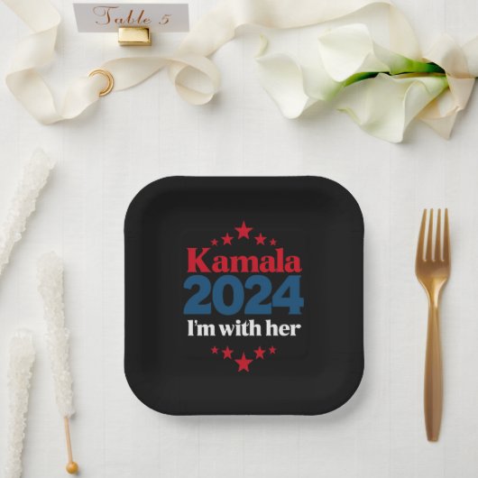 Ich bin mit ihrer Kamala-Abstimmung für den Präsid Pappteller (Hochzeit)