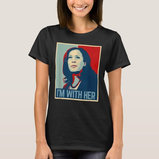 Ich bin mit ihrer Kamala Harris für Präsident 2024 T-Shirt (Vorderseite)