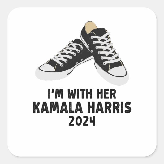 Ich bin mit ihrer Kamala Harris Unterstützung Kama Quadratischer Aufkleber (Vorderseite)
