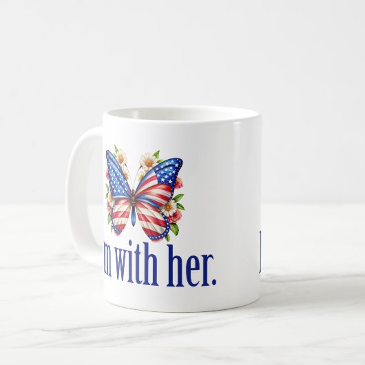 Ich bin mit ihrer Niedlichen Kamala Harris Butterf Kaffeetasse (Vorderseite Links)
