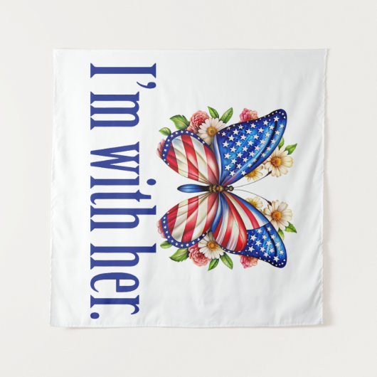 Ich bin mit ihrer Niedlichen Kamala Harris Butterf Wandteppich (Vorderseite (Horizontal))