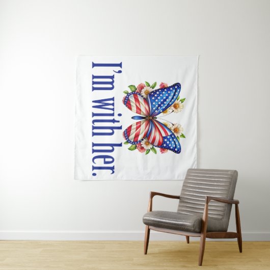 Ich bin mit ihrer Niedlichen Kamala Harris Butterf Wandteppich (Beispiel (Horizontal))