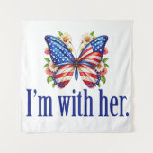 Ich bin mit ihrer Niedlichen Kamala Harris Butterf Wandteppich (Vorderseite)