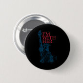 Ich bin mit ihrer Statue der Lady Liberty Kamala H Button (Vorne & Hinten)