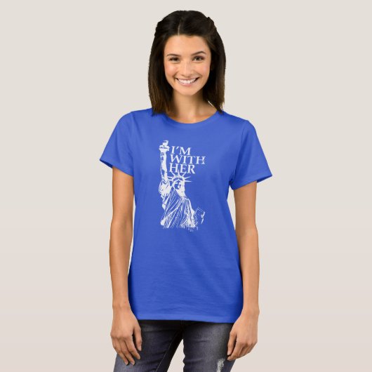 Ich bin mit ihrer Statue von Lady Liberty Patrioti T-Shirt (Vorne ganz)
