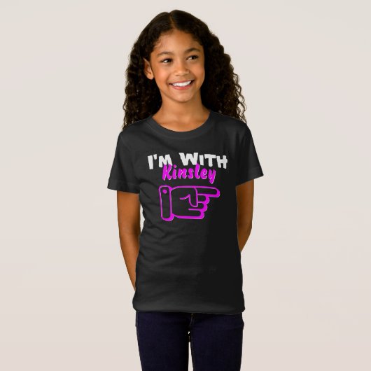 Ich bin mit Individuelle Name-Hand-Zeiger Links Ni T-Shirt (Vorne ganz)