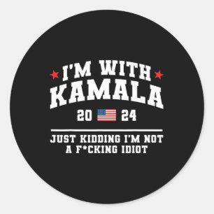 Ich bin mit Kamala, der einfach die lustige Wahl D Runder Aufkleber
